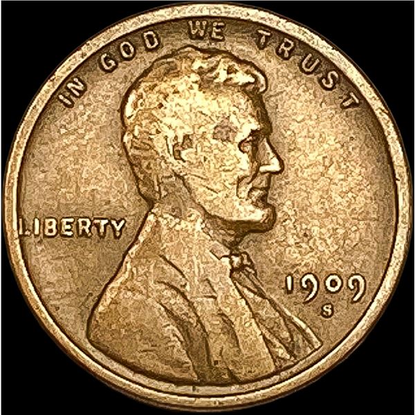 1909-S Lincoln Wheat Cent LIGHTLY CIRCULATED