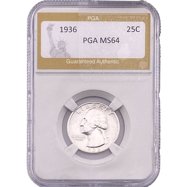 1936 Washington Silver Quarter PGA MS64