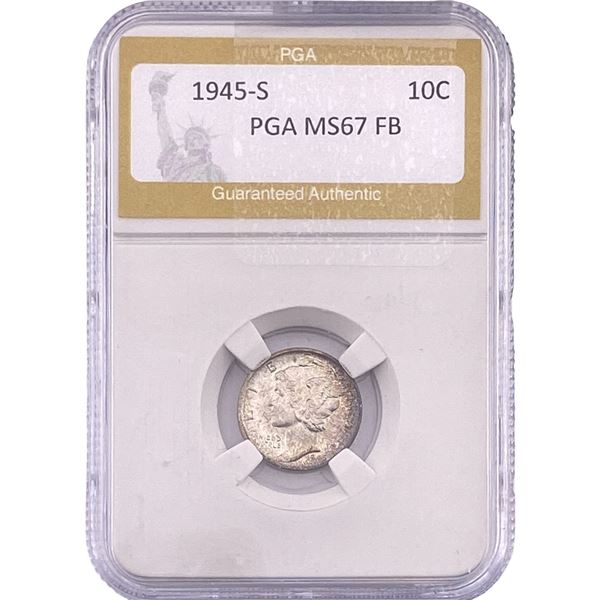 1945-S Mercury Silver Dime PGA MS67 FB