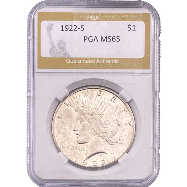 1922-S Silver Peace Dollar PGA MS65