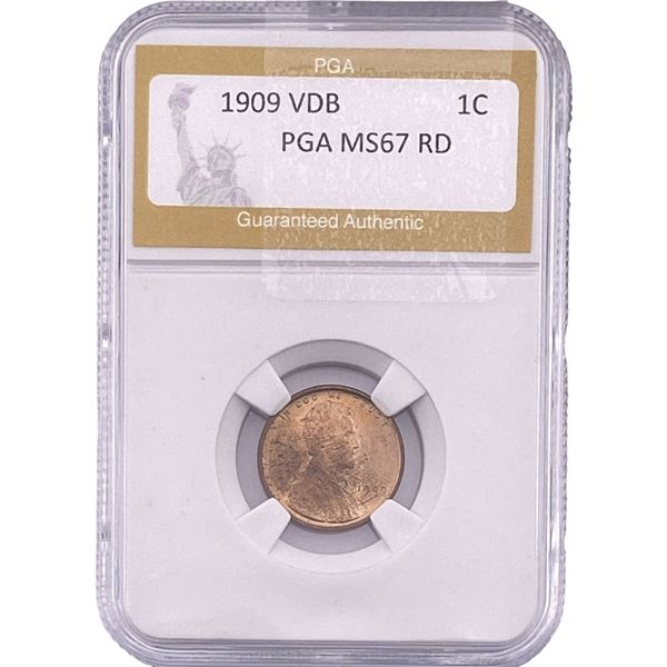 1909 VDB Wheat Cent PGA MS67 RD