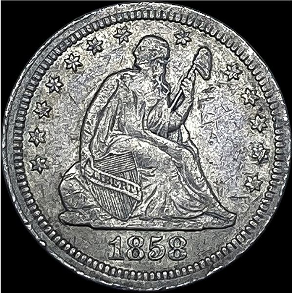 1858 Seated Liberty Silver Quarter NEARLY UNCIRCULATED