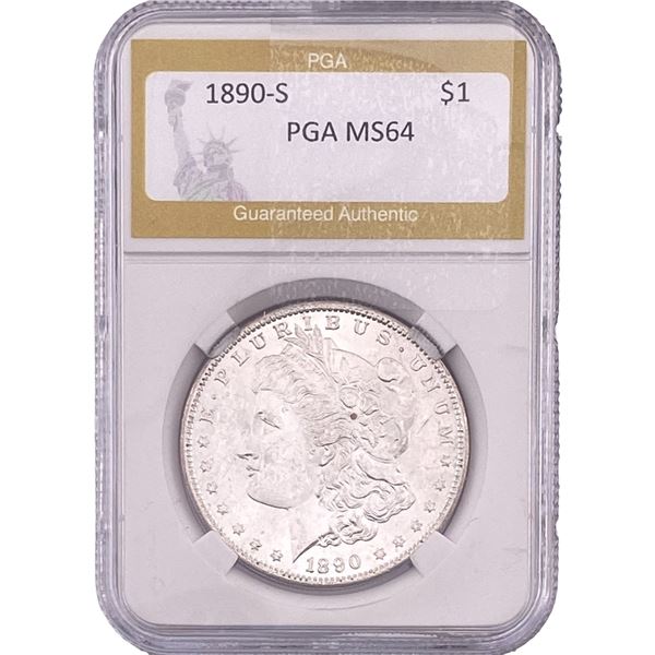 1890-S Morgan Silver Dollar PGA MS64