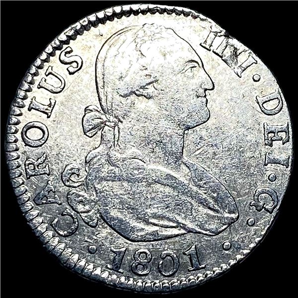 1801 Silver 2 Reales Spain Carolus IIII HIGH GRADE