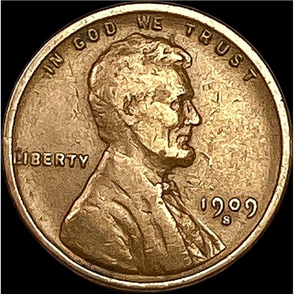1909-S Lincoln Wheat Cent LIGHTLY CIRCULATED