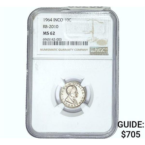 1964 10C Paul D. Merica Laboratory  MS62 RB