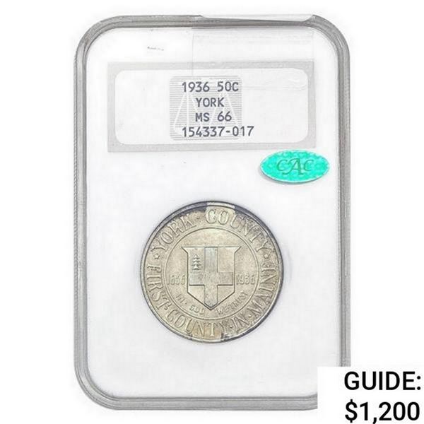 1936 CAC York Half Dollar NGC MS66