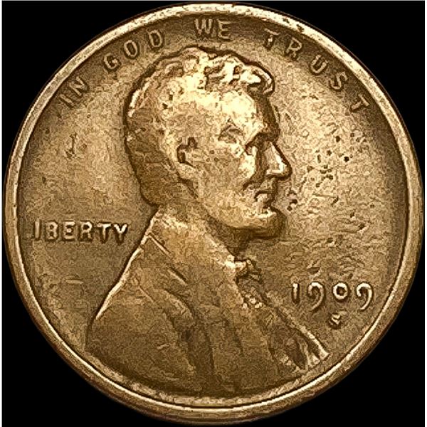 1909-S Lincoln Wheat Cent LIGHTLY CIRCULATED