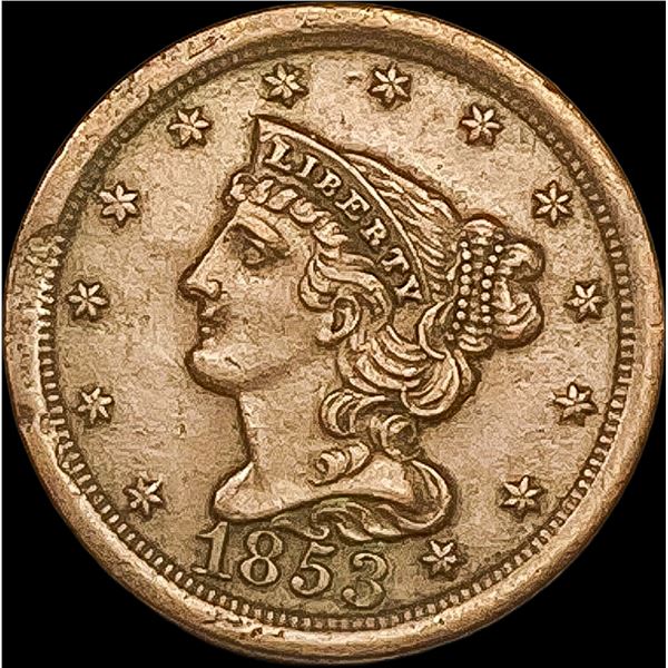 1853 Braided Hair Half Cent CLOSELY UNCIRCULATED