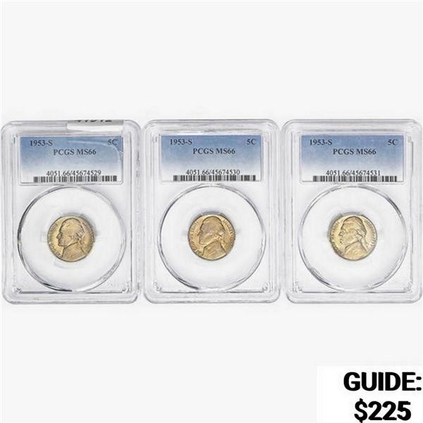 [3]1953-S Jefferson Nickel PCGS MS66
