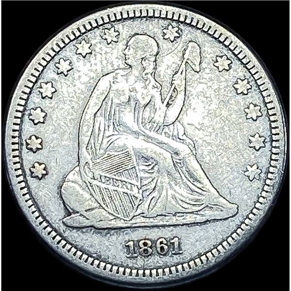 1861 Seated Liberty Quarter NEARLY UNCIRCULATED