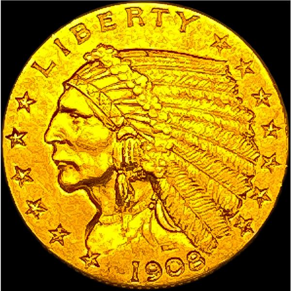1908 Indian Head $2.5 Gold Quarter Eagle CLOSELY UNCIRCULATED
