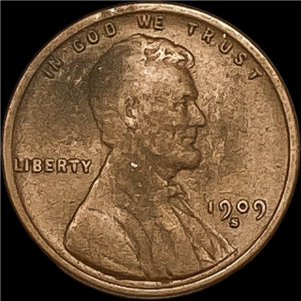 1909-S Lincoln Wheat Cent LIGHTLY CIRCULATED