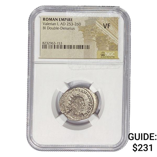 Roman Valerian I, AD 253-260 BI Double-Denarius NGC VF