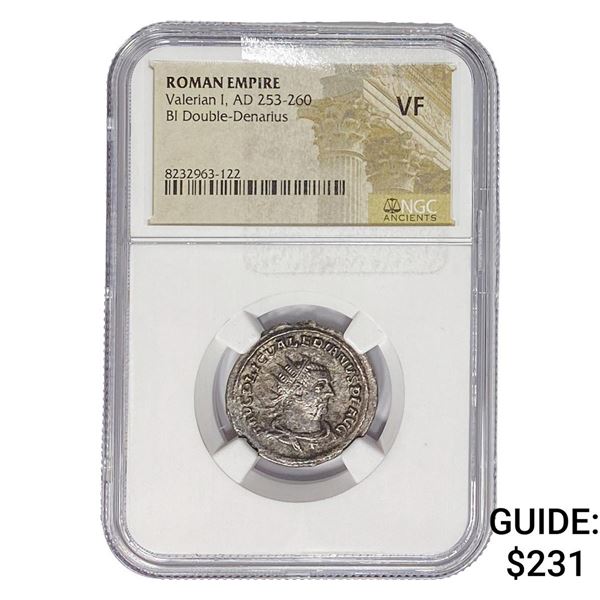 Roman Valerian I, AD 253-260 BI Double-Denarius NGC VF