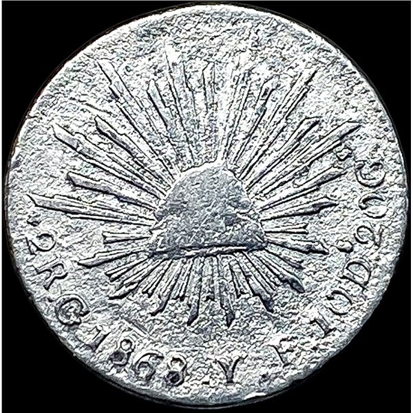 1868 Mexico Silver 20 Centavos Y. HIGH GRADE