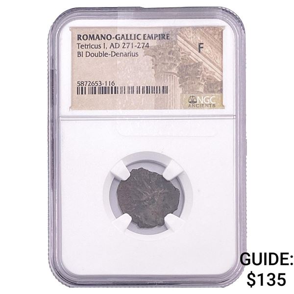 Romano-Gallic TetricusI, AD271-274 BIDbl-Denarius NGC F