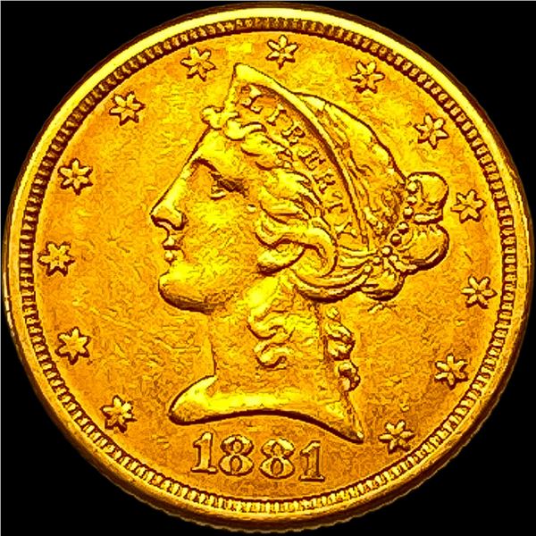 1881 Liberty Head Half Eagle $5 Gold UNCIRCULATED