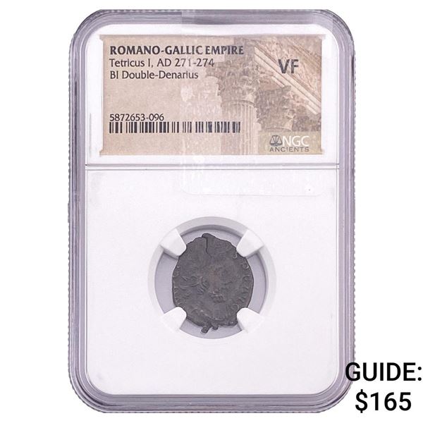 Romano-Gallic TetricusI, AD271-274 BIDbl-Denarius NGC VF