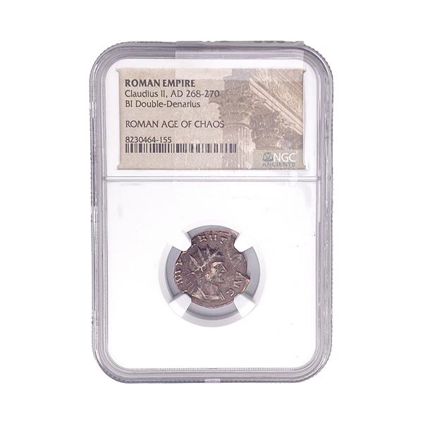 Roman Claudius II, AD 268-270 BI Dbl-Denarius NGC