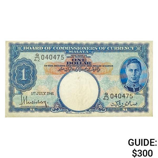 1941 $1 Board of Commissioners of Currency Malaya