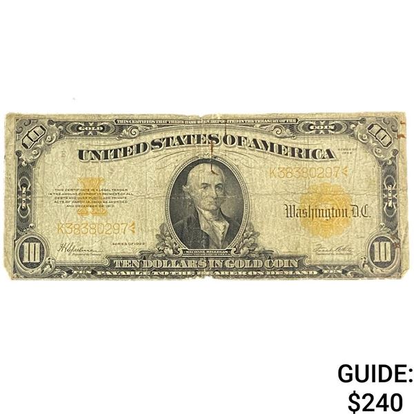 1922 $10 Gold Certificate