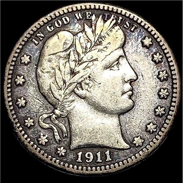 1911-S Barber Silver Quarter LIGHTLY  CIRCULATED