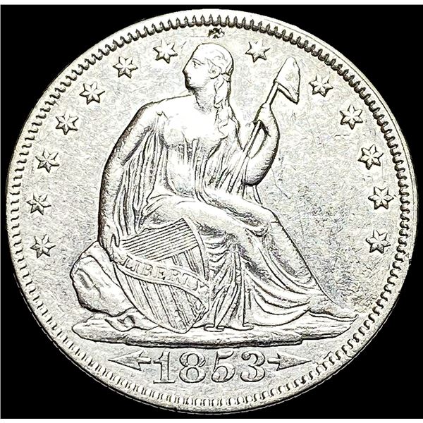 1853 Arrows/Rays Seated Liberty Half Dollar  CLOSELY UNCIRCULATED
