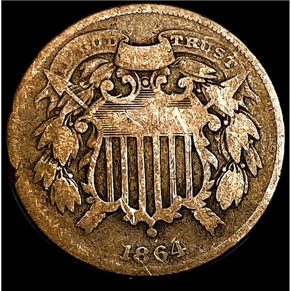 1864 Small Motto Copper Two Cent NICE CIRC
