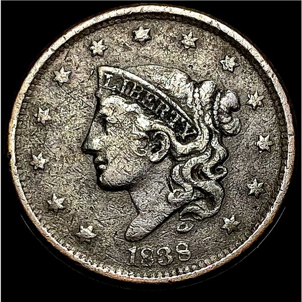1838 Coronet Head Large Cent LIGHTLY  CIRCULATED