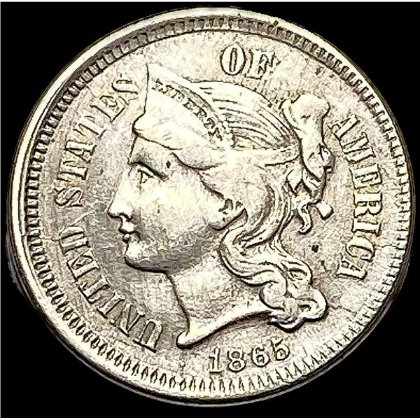 1865 Nickel Three-Cent Piece NEARLY  UNCIRCULATED