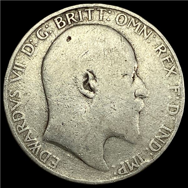 1902-1910 Great Britain Silver 1 Florin-Edward VII NEARLY UNCIRCULATED
