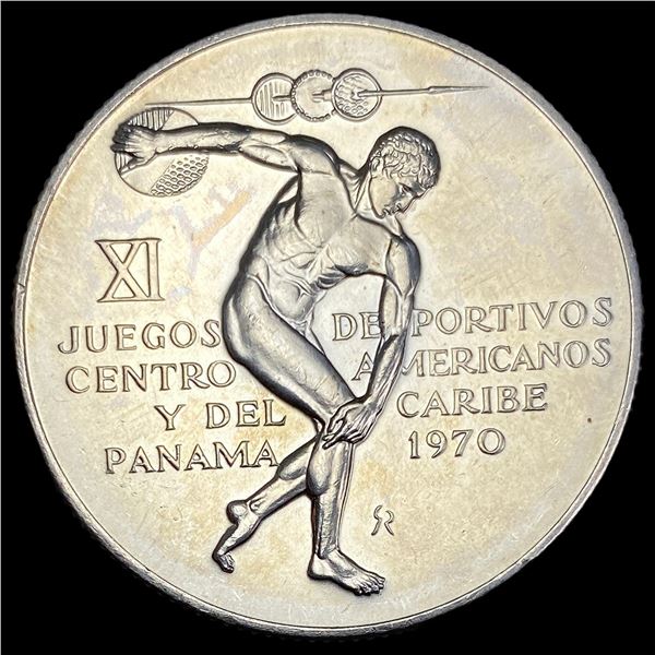 1970 Panama Silver 5 Balboas UNCIRCULATED