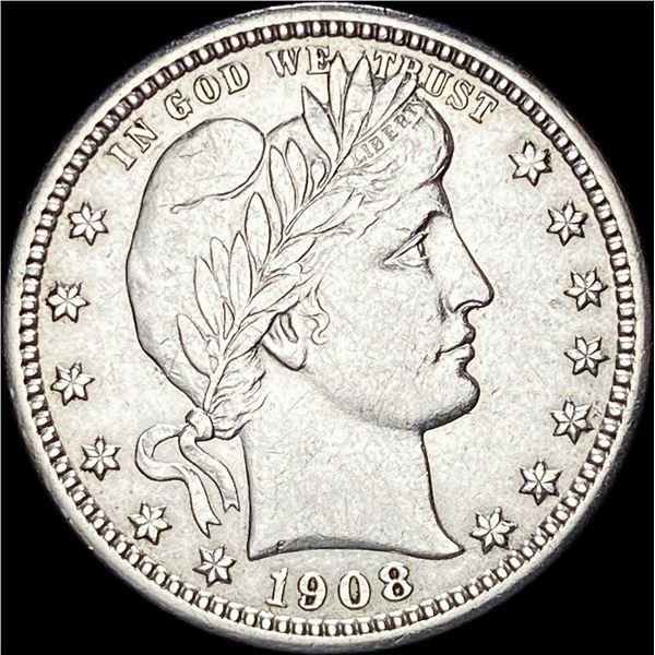 1908 Silver Barber Quarter CLOSELY  UNCIRCULATED