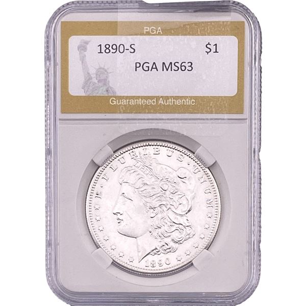 1890-S Morgan Silver Dollar PGA MS63