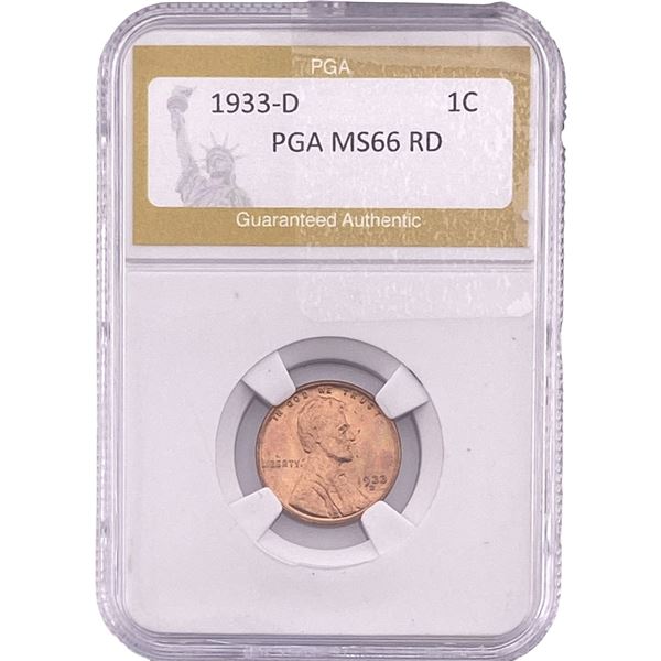 1933-D Wheat Cent PGA MS66 RD