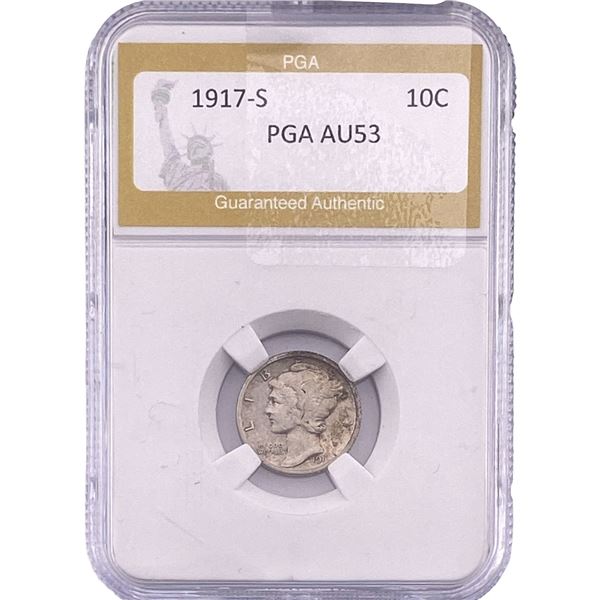 1917-S Mercury Silver Dime PGA AU53