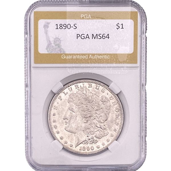 1890-S Morgan Silver Dollar PGA MS64