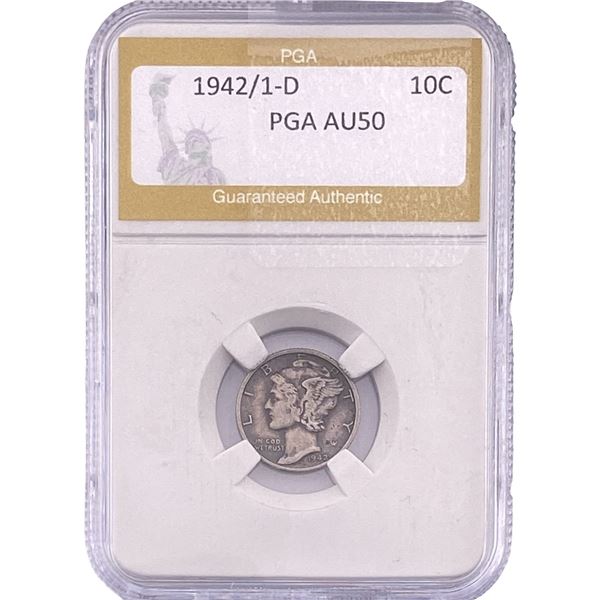 1942/1-D Mercury Silver Dime PGA AU50