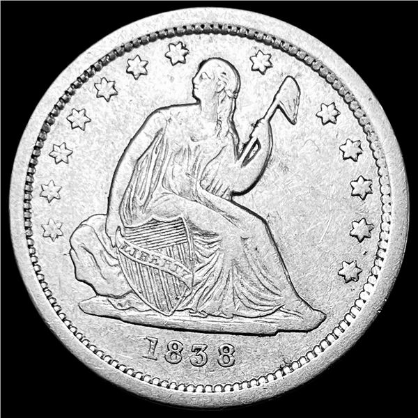 1838 Silver Seated Liberty Quarter LIGHTLY  CIRCULATED