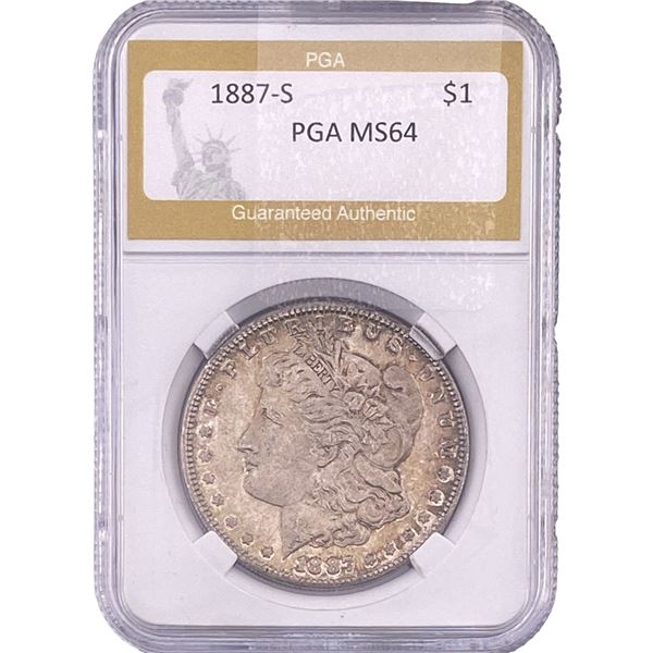 1887-S Morgan Silver Dollar PGA MS64