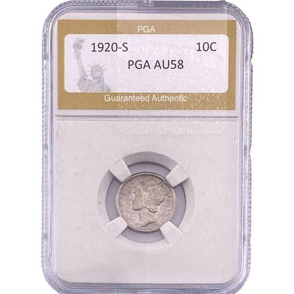 1920-S Mercury Silver Dime PGA AU58
