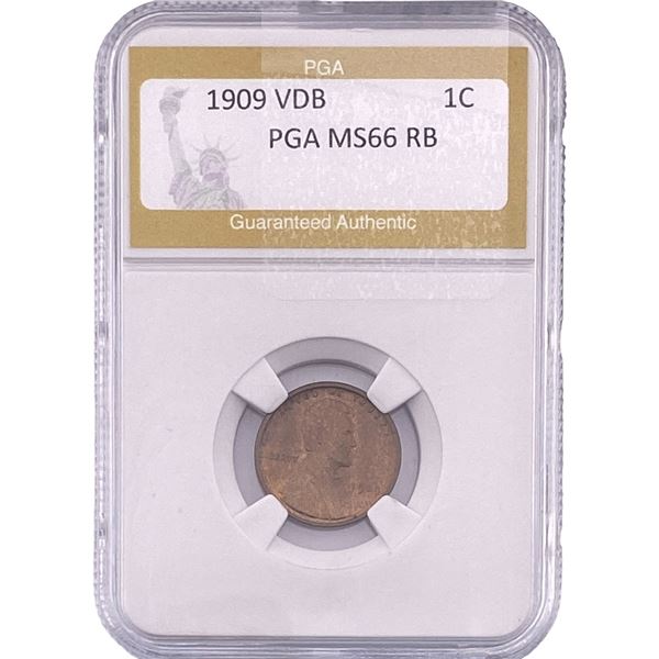 1909 VDB Wheat Cent PGA MS66 RB
