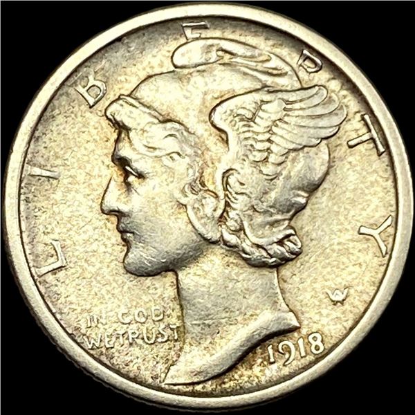 1918-D Silver Mercury Dime CLOSELY  UNCIRCULATED