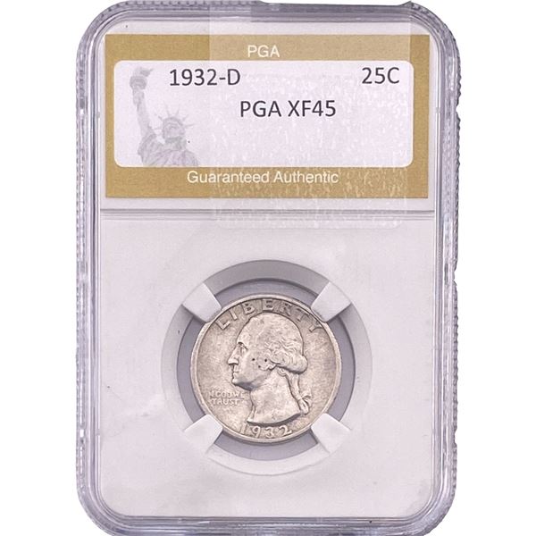 1932-D Washington Silver Quarter PGA XF45