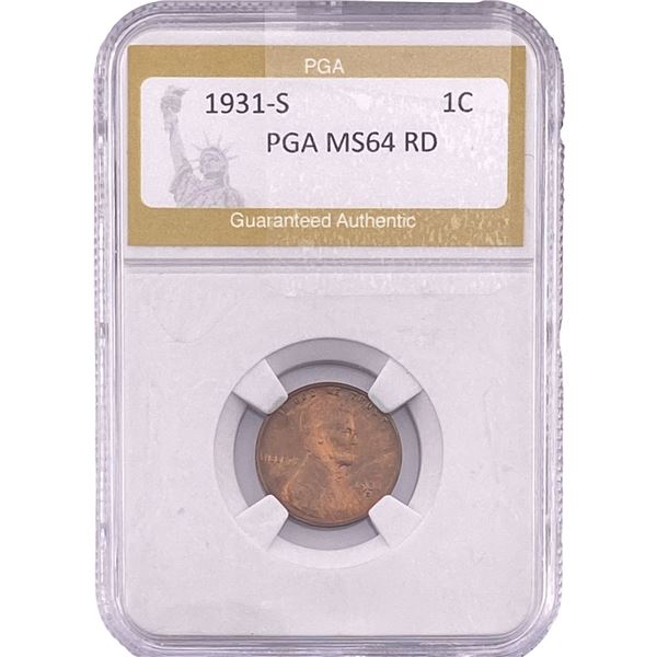 1931-S Wheat Cent PGA MS64 RD