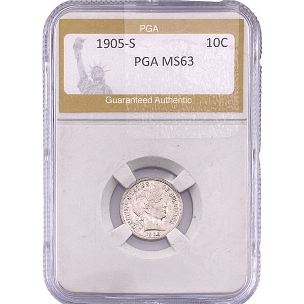 1905-S Barber Dime PGA MS63