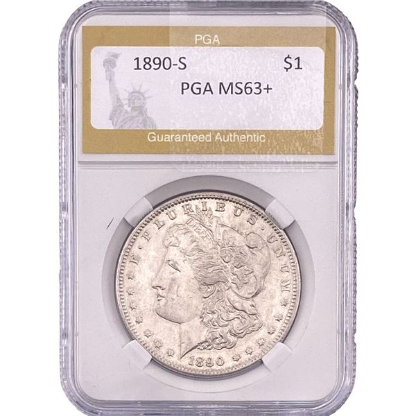 1890-S Morgan Silver Dollar PGA MS63+