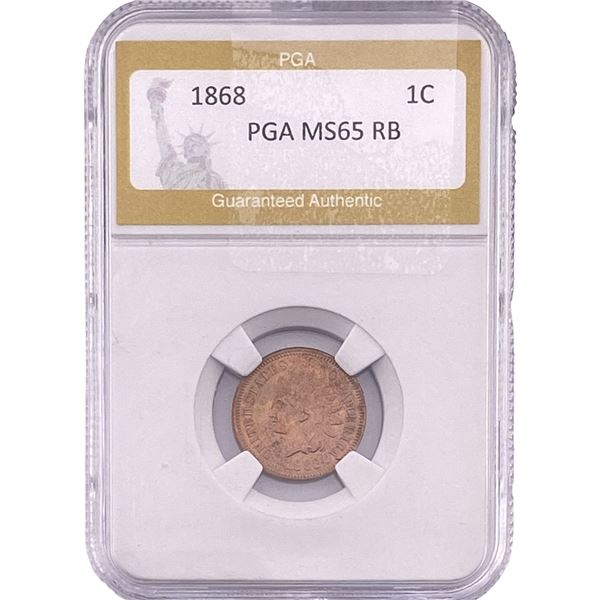 1868 Indian Head Cent PGA MS65 RB
