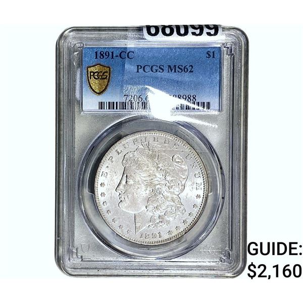 1891-CC Morgan Silver Dollar PCGS MS62